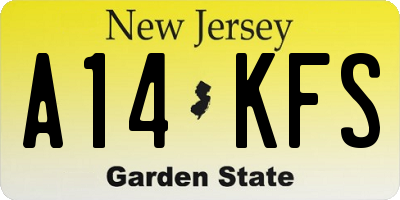 NJ license plate A14KFS