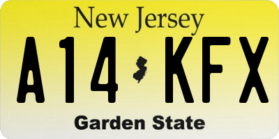NJ license plate A14KFX
