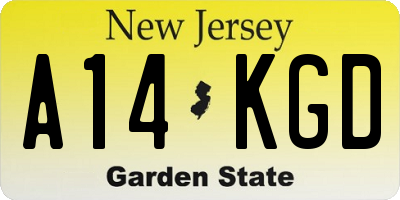 NJ license plate A14KGD