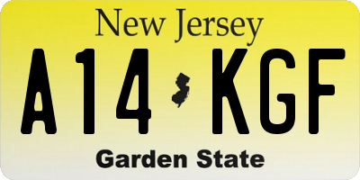NJ license plate A14KGF
