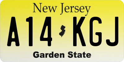 NJ license plate A14KGJ