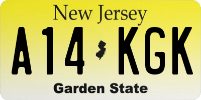 NJ license plate A14KGK