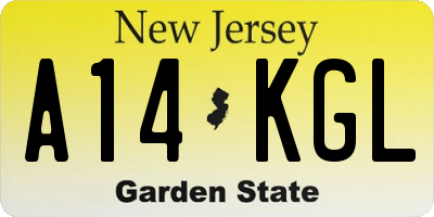 NJ license plate A14KGL