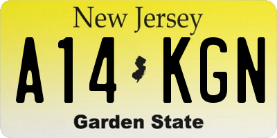 NJ license plate A14KGN