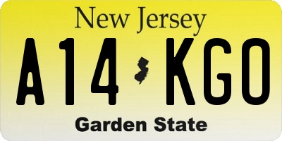 NJ license plate A14KGO
