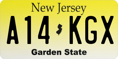 NJ license plate A14KGX