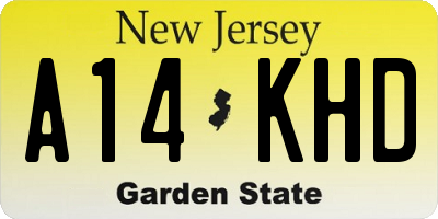 NJ license plate A14KHD