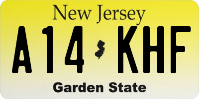 NJ license plate A14KHF