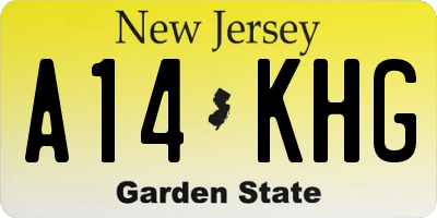 NJ license plate A14KHG