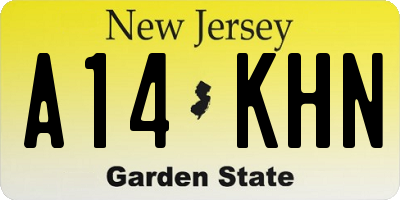 NJ license plate A14KHN