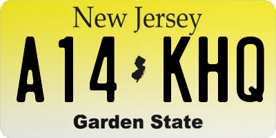 NJ license plate A14KHQ