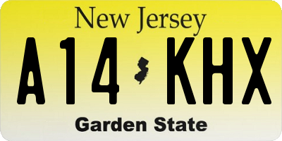 NJ license plate A14KHX