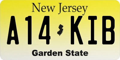 NJ license plate A14KIB
