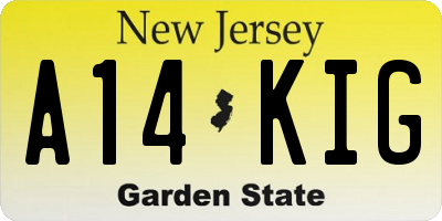 NJ license plate A14KIG