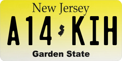 NJ license plate A14KIH