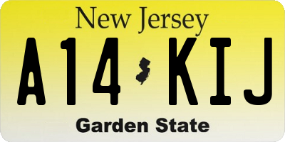 NJ license plate A14KIJ