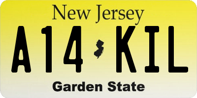 NJ license plate A14KIL