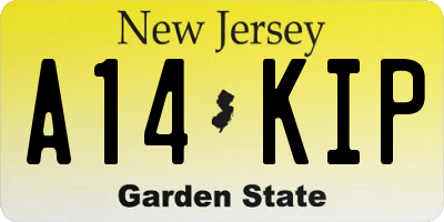 NJ license plate A14KIP