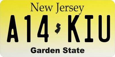 NJ license plate A14KIU