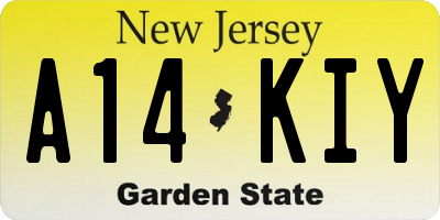 NJ license plate A14KIY