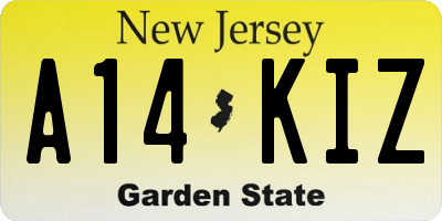 NJ license plate A14KIZ