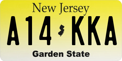 NJ license plate A14KKA