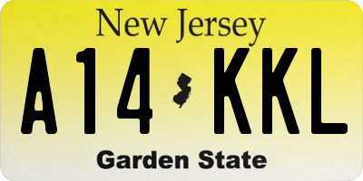 NJ license plate A14KKL