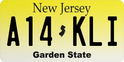 NJ license plate A14KLI