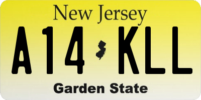 NJ license plate A14KLL