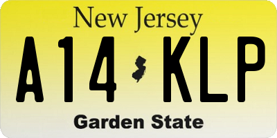NJ license plate A14KLP