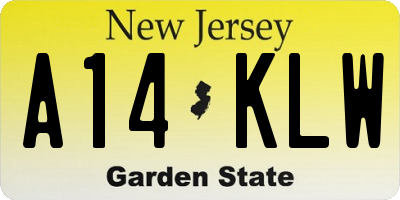 NJ license plate A14KLW
