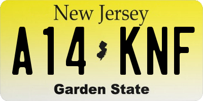 NJ license plate A14KNF