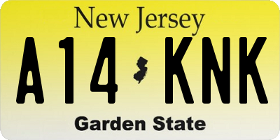 NJ license plate A14KNK