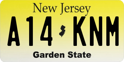 NJ license plate A14KNM