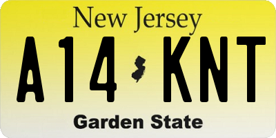 NJ license plate A14KNT
