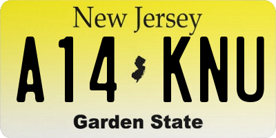 NJ license plate A14KNU
