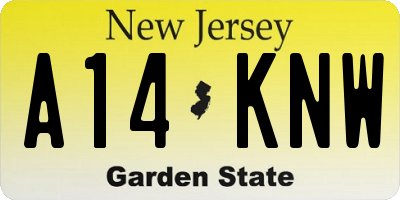 NJ license plate A14KNW