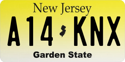 NJ license plate A14KNX