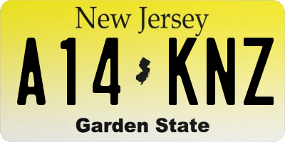 NJ license plate A14KNZ