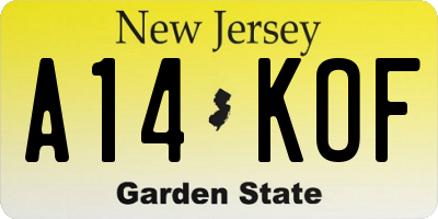 NJ license plate A14KOF