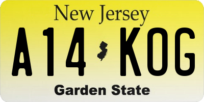 NJ license plate A14KOG