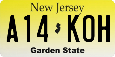 NJ license plate A14KOH