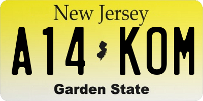 NJ license plate A14KOM