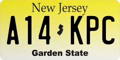 NJ license plate A14KPC