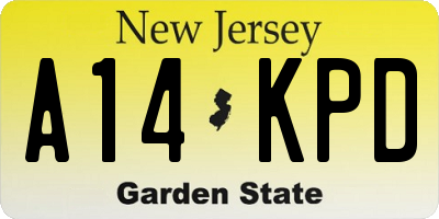 NJ license plate A14KPD