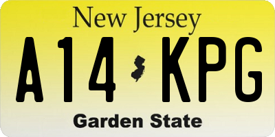 NJ license plate A14KPG