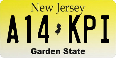 NJ license plate A14KPI