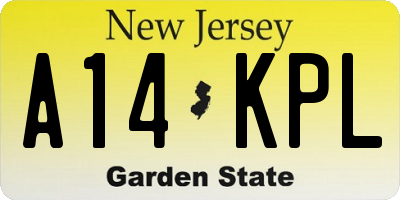 NJ license plate A14KPL