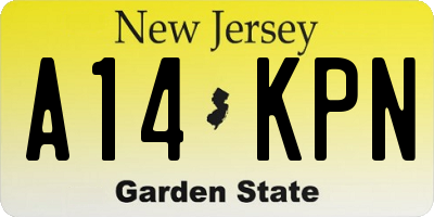 NJ license plate A14KPN