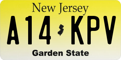NJ license plate A14KPV